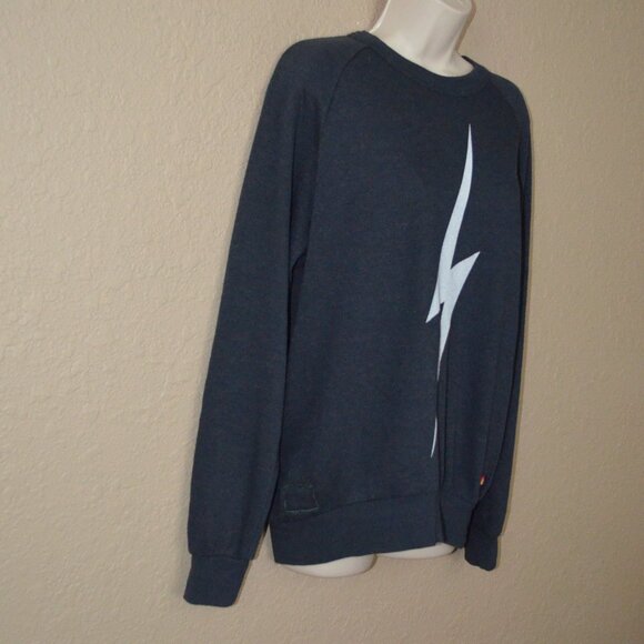 $175 Sz S Aviator Nation Charcoal Gray Lightening Bolt Sweatshirt - Picture 4 of 7